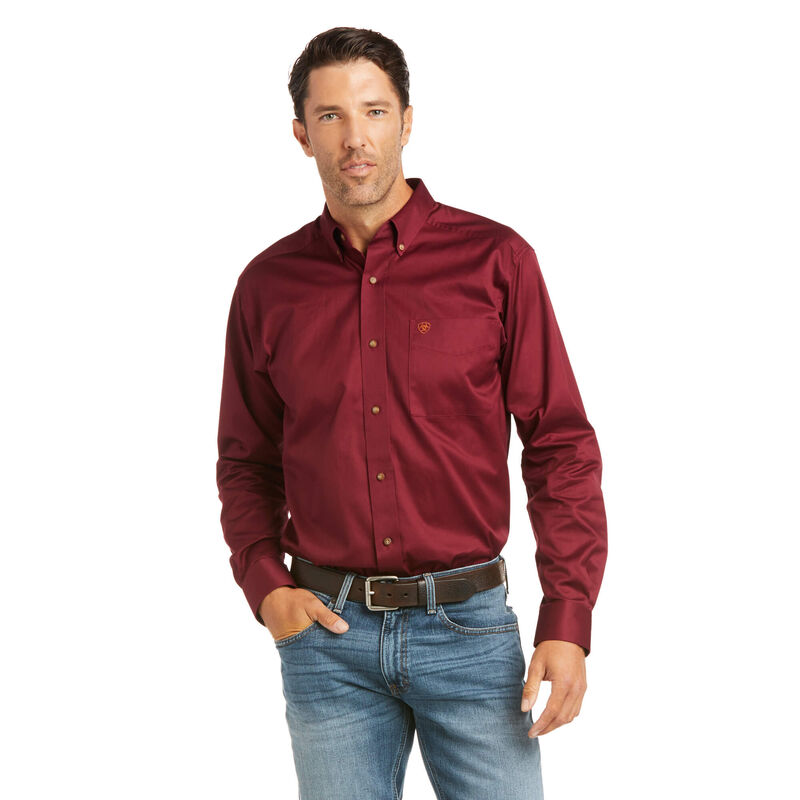 Ariat Hemden Herren - Solid Twill Fitted Bordeaux ( ZIUED-5301 )